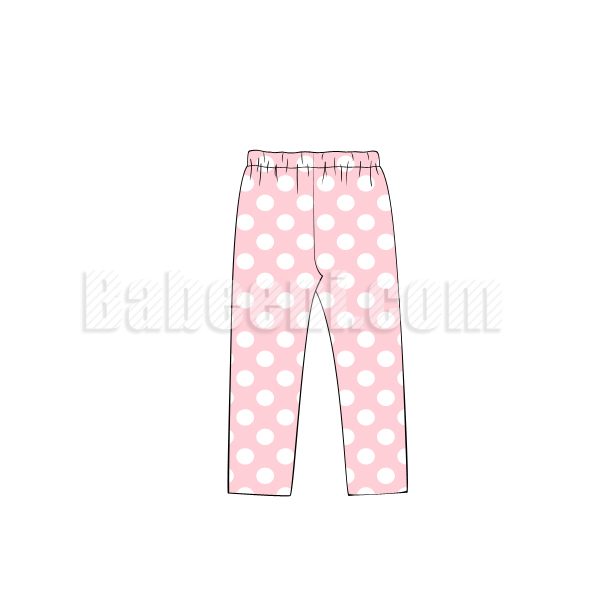 Pink with small white dot plain long pants for girls - BT 52